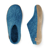 glerups Pantoffel mit Ledersohle Pantoffel mit Ledersohle Petrol