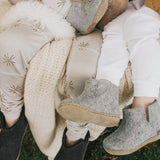 glerups Filzstiefel junior Filzstiefel mit Ledersohle Grau