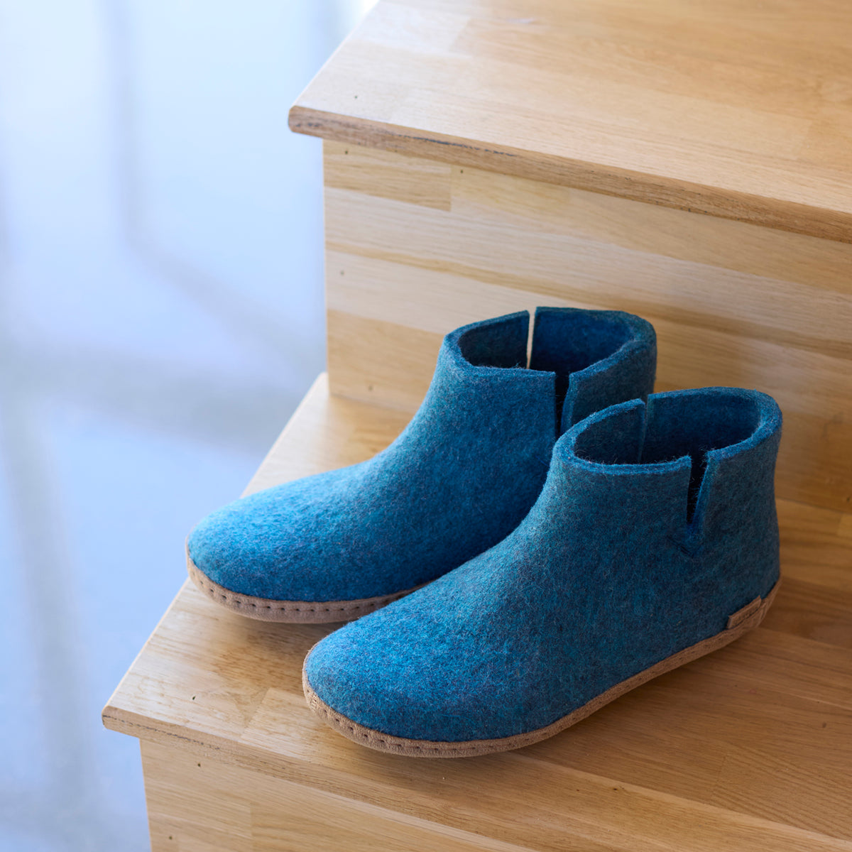 glerups Filzstiefel mit Ledersohle Filzstiefel mit Ledersohle Petrol