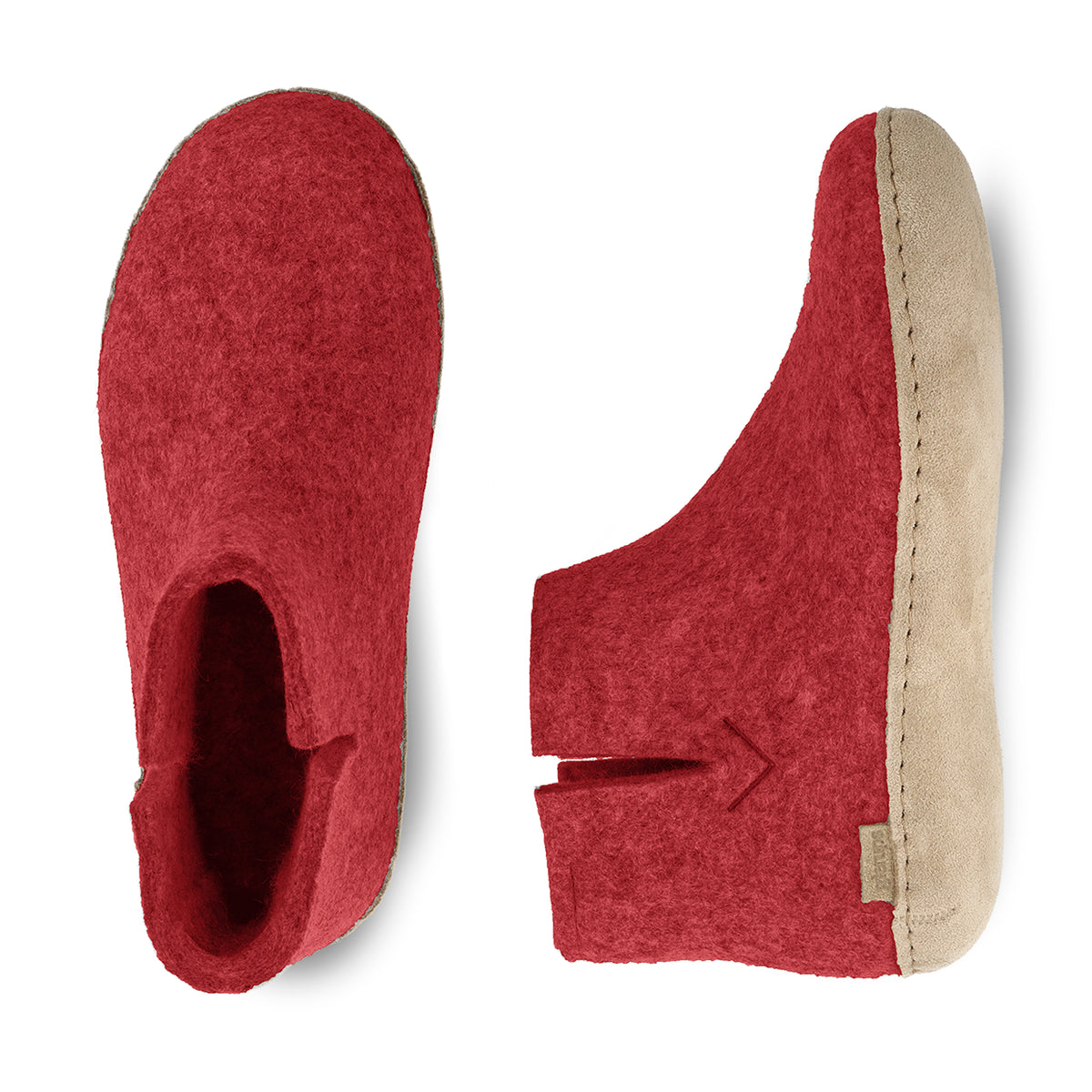 glerups Filzstiefel mit Ledersohle Filzstiefel mit Ledersohle Rot