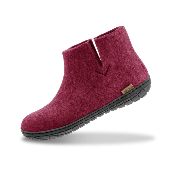 glerups Filzstiefel mit Naturkautschuksohle - schwarz Filzstiefel mit Naturkautschuk Cranberry
