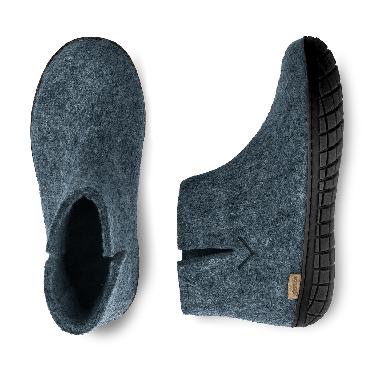 glerups Filzstiefel mit Naturkautschuksohle - schwarz Filzstiefel mit Naturkautschuk Denim