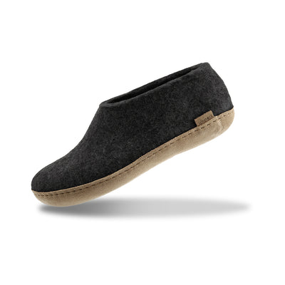 Hausschuhe mit Ledersohle - Anthrazit