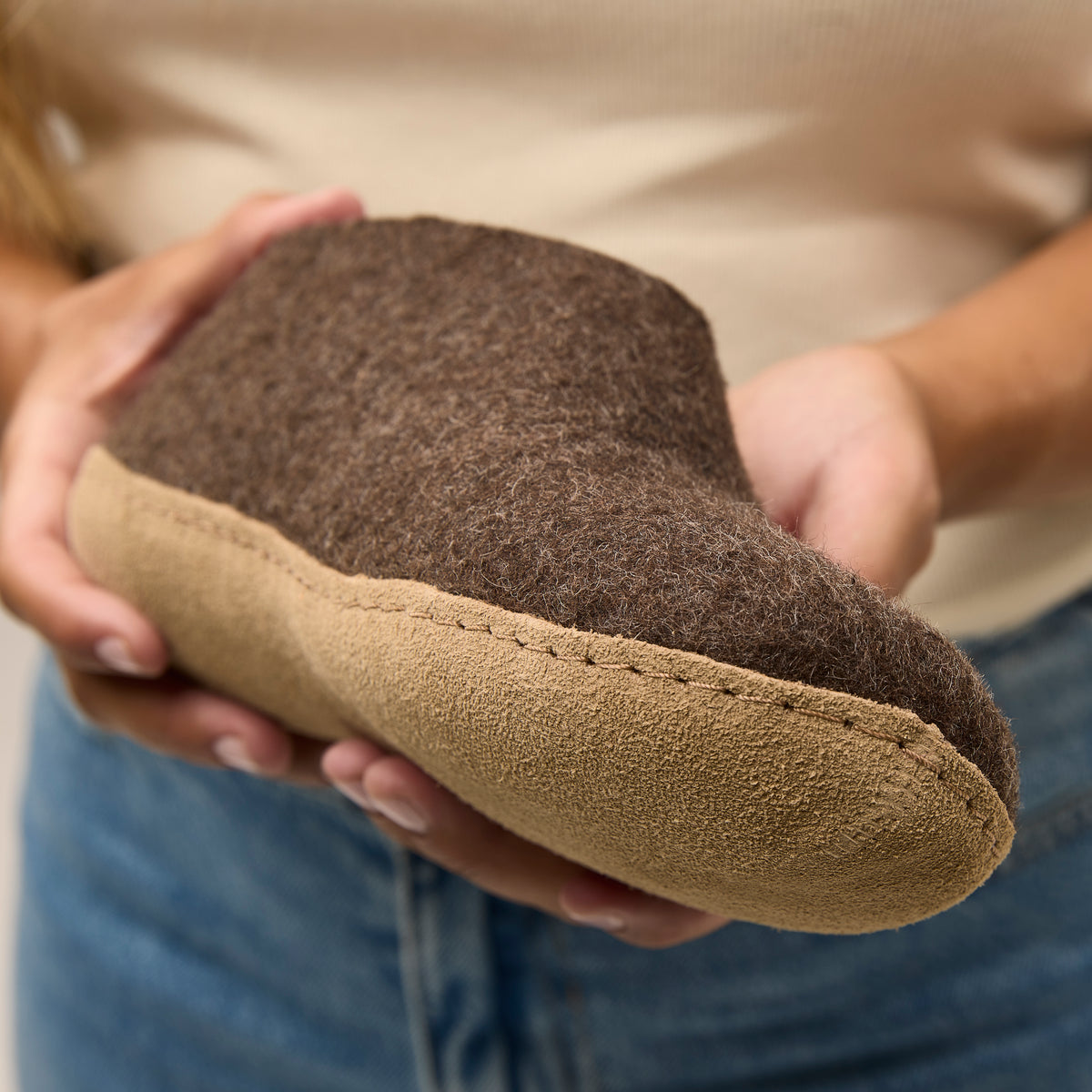 glerups Hausschuhe mit Ledersohle Hausschuhe mit Ledersohle Chestnut