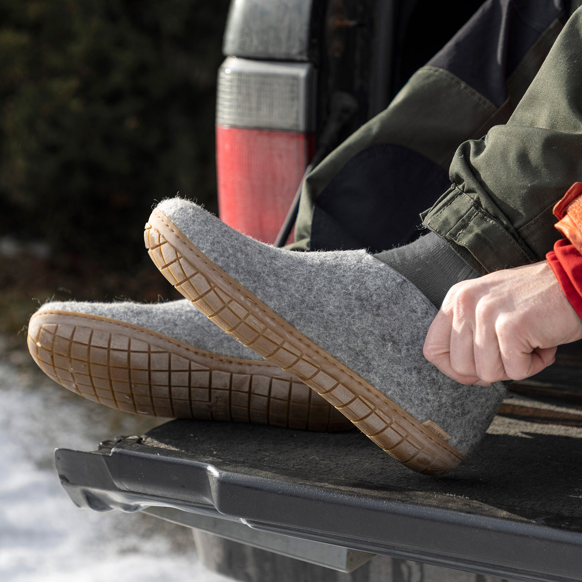 glerups Hausschuhe mit Naturkautschuksohle - honey Hausschuhe mit Naturkautschuk Grau