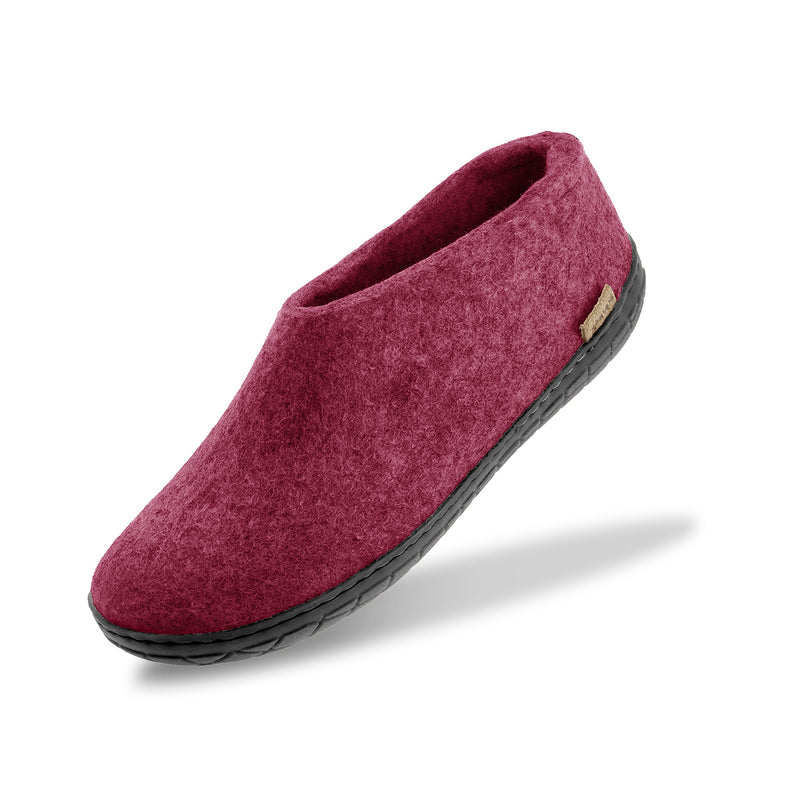 glerups Hausschuhe mit Naturkautschuksohle - schwarz Hausschuhe mit Naturkautschuk Cranberry
