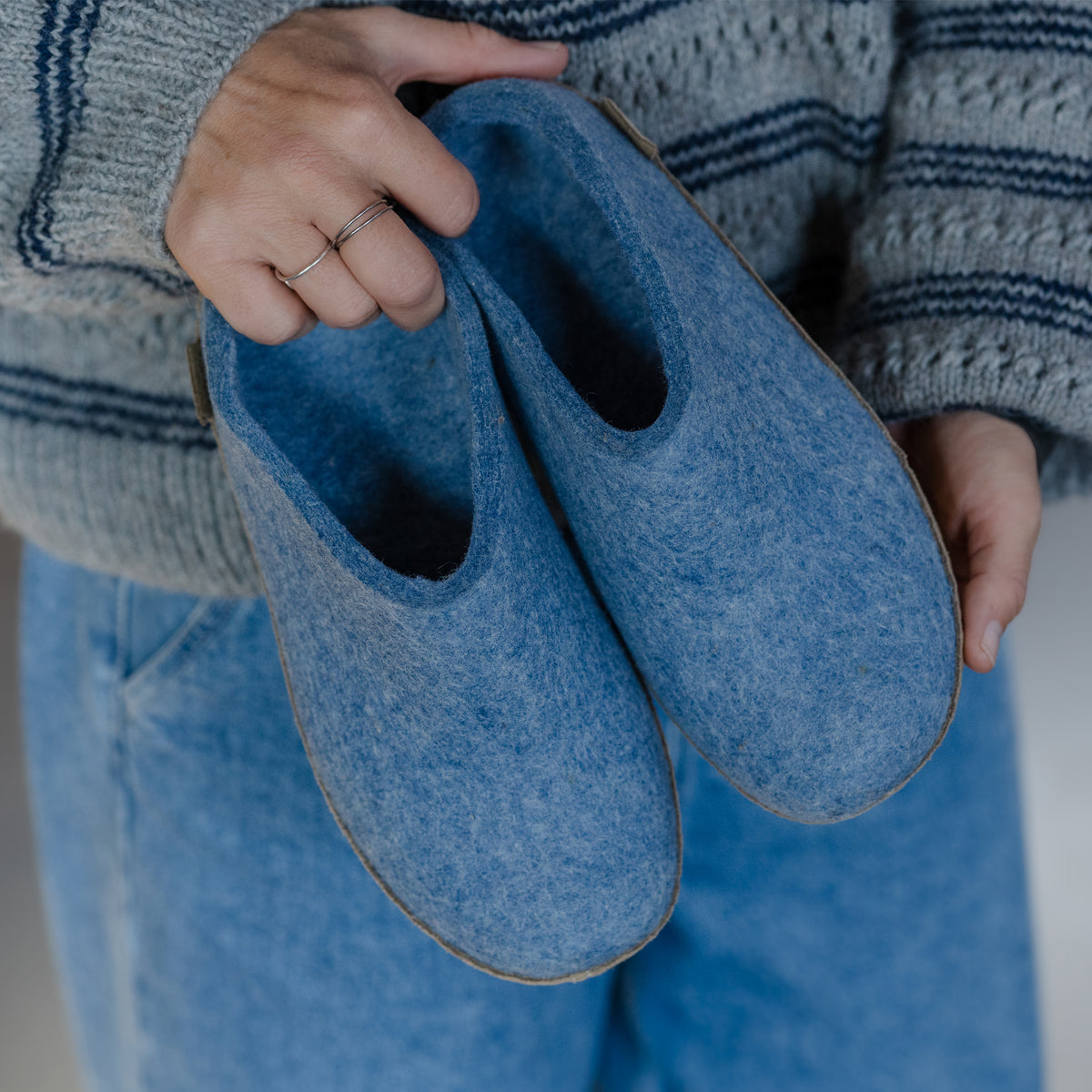 glerups Pantoffel mit Ledersohle Pantoffel mit Ledersohle 17 Sky