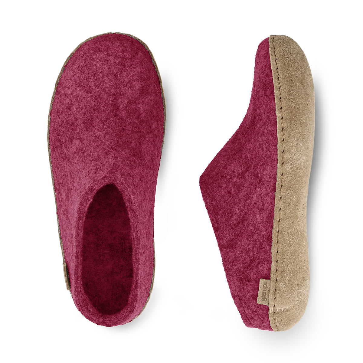 glerups Pantoffel mit Ledersohle Pantoffel mit Ledersohle Cranberry