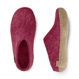 glerups Pantoffel mit Ledersohle Pantoffel mit Ledersohle Cranberry