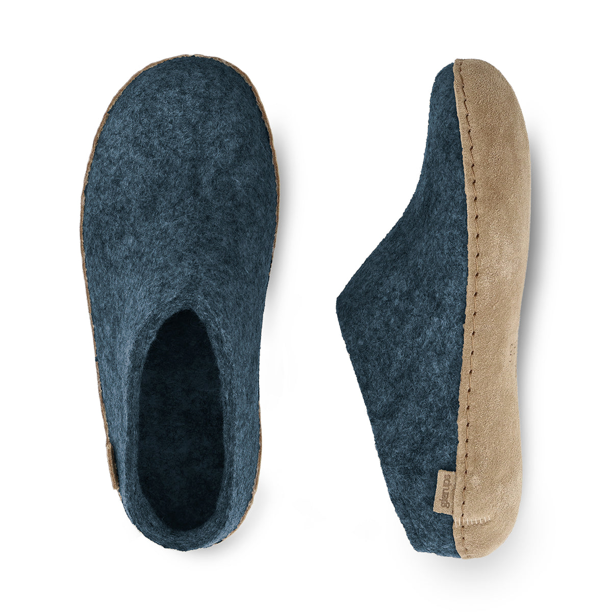 glerups Pantoffel mit Ledersohle Pantoffel mit Ledersohle Denim