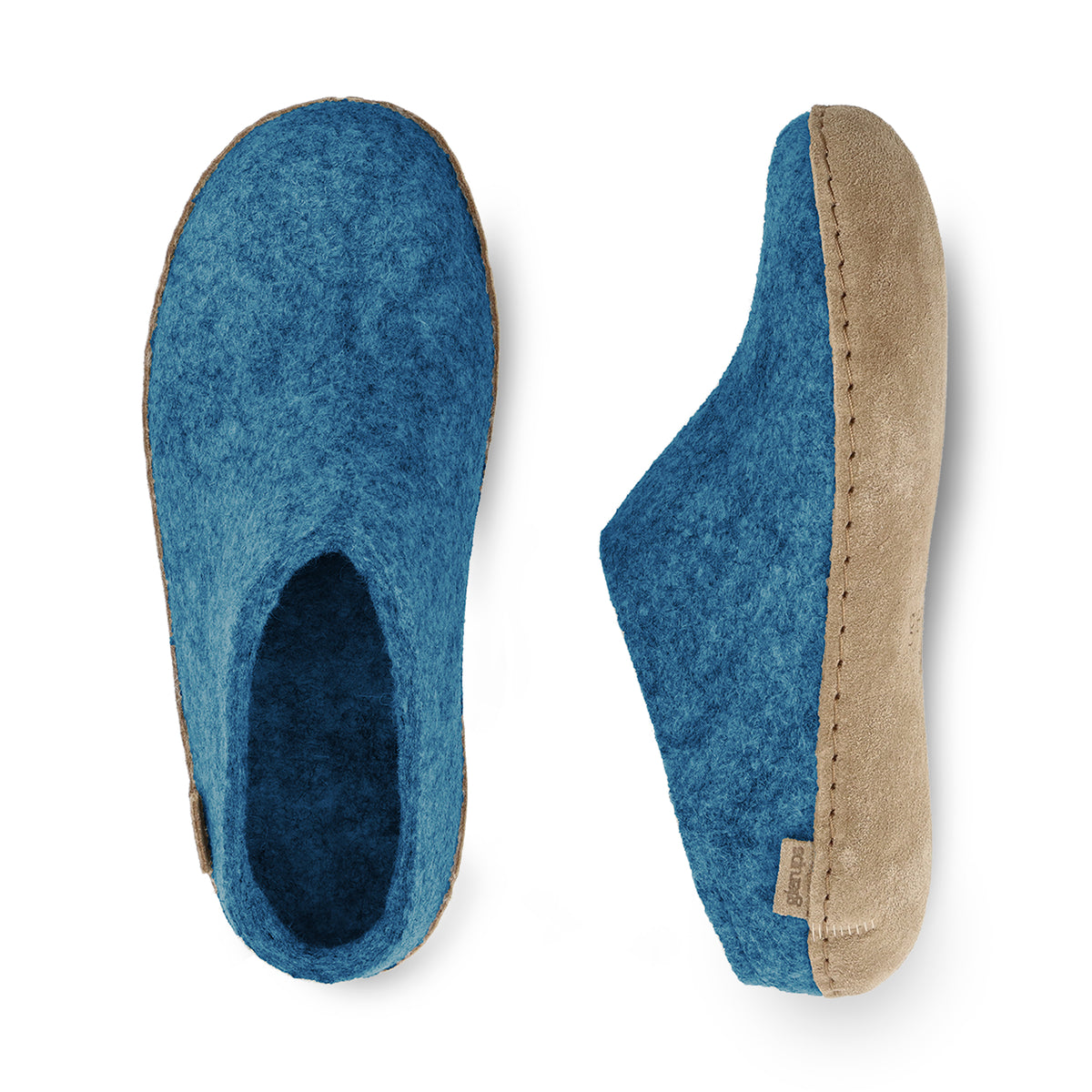 glerups Pantoffel mit Ledersohle Pantoffel mit Ledersohle Petrol