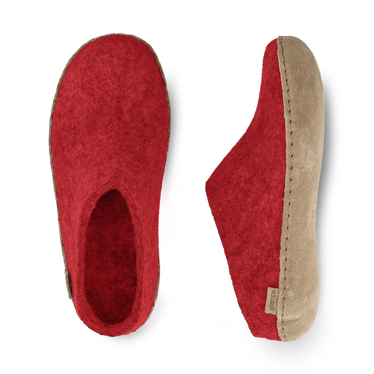 glerups Pantoffel mit Ledersohle Pantoffel mit Ledersohle Rot