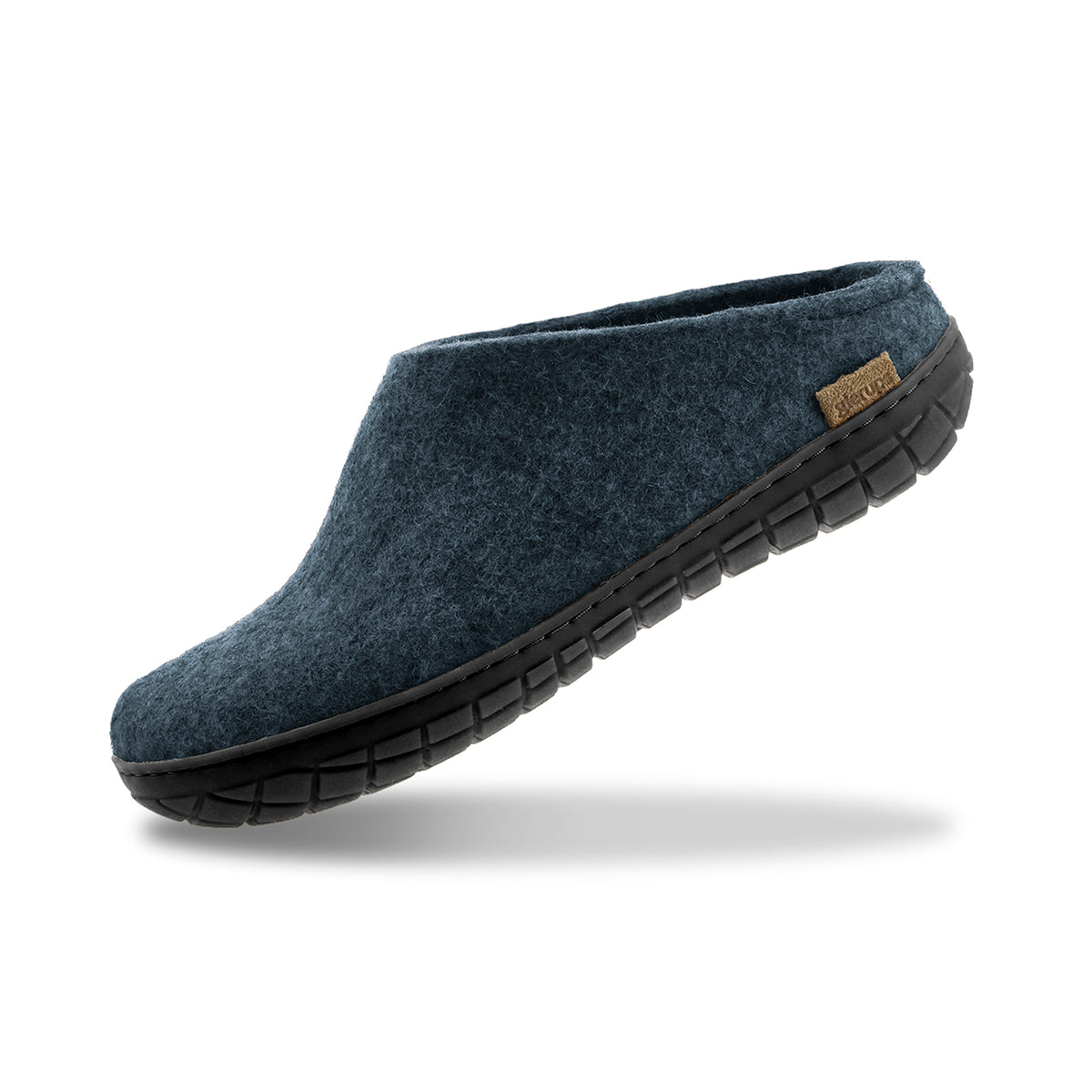 glerups Pantoffel mit Naturkautschuksohle - Schwarz Pantoffel mit Naturkautschuk Denim