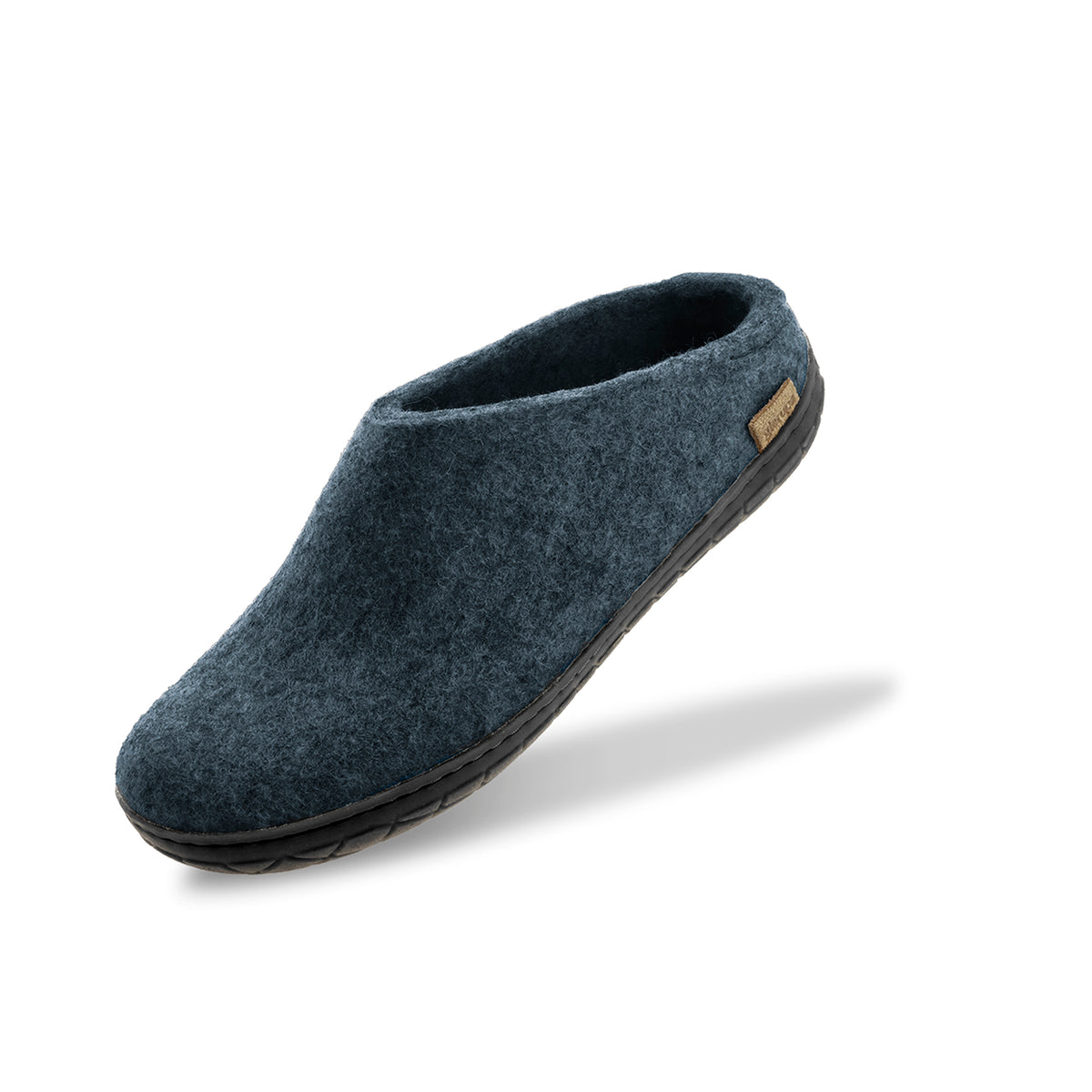 glerups Pantoffel mit Naturkautschuksohle - Schwarz Pantoffel mit Naturkautschuk Denim