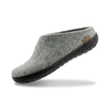 glerups Pantoffel mit Naturkautschuksohle - Schwarz Pantoffel mit Naturkautschuk Grau