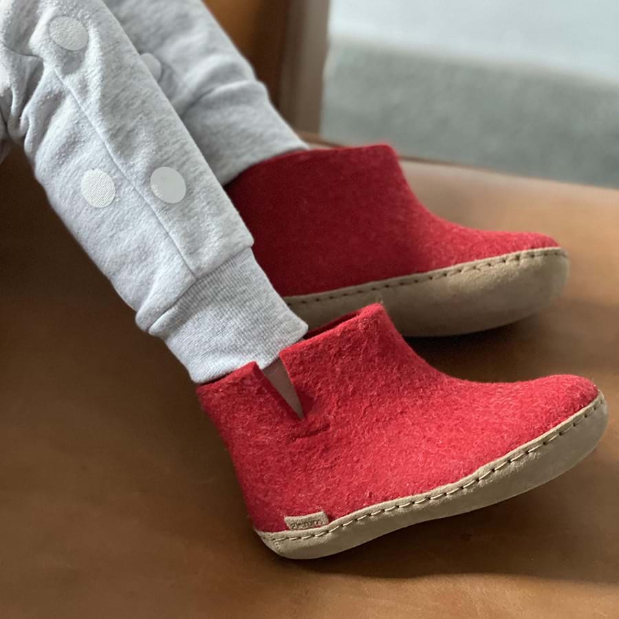 glerups Filzstiefel junior Filzstiefel mit Ledersohle Rot