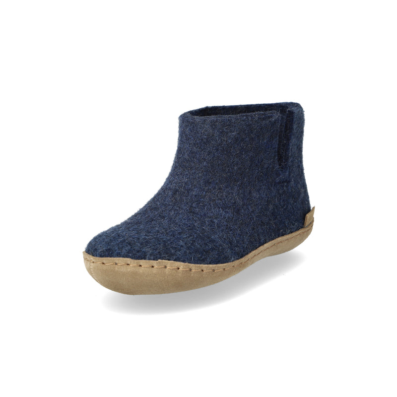 glerups Filzstiefel junior Filzstiefel mit Ledersohle Denim