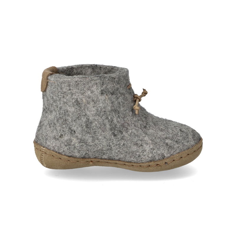 glerups Filzstiefel kinder Filzstiefel mit Ledersohle Grau