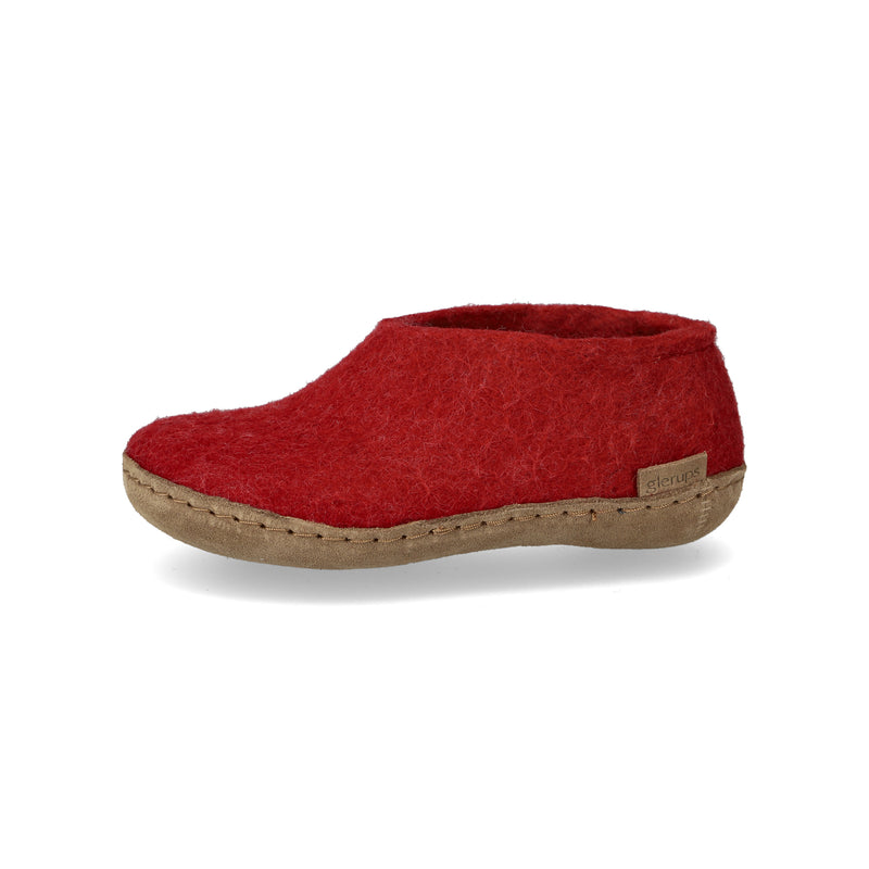 glerups Hausschuhe junior Hausschuhe mit Ledersohle Rot