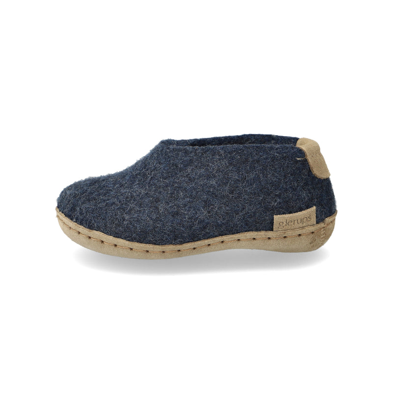 glerups Hausschuhe kinder Hausschuhe mit Ledersohle Denim
