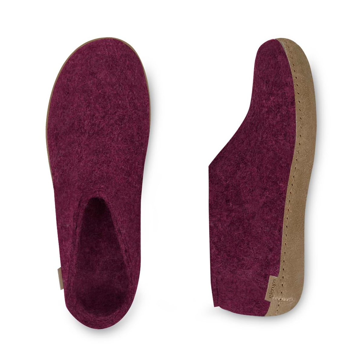 glerups Hausschuhe mit Ledersohle Hausschuhe mit Ledersohle Cranberry