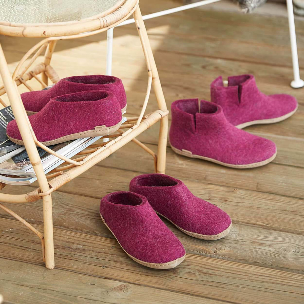 glerups Hausschuhe mit Ledersohle Hausschuhe mit Ledersohle Cranberry