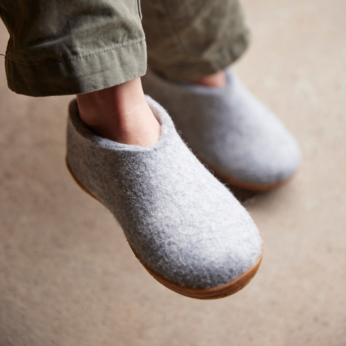 glerups Hausschuhe mit Naturkautschuksohle - honey Hausschuhe mit Naturkautschuk Grau