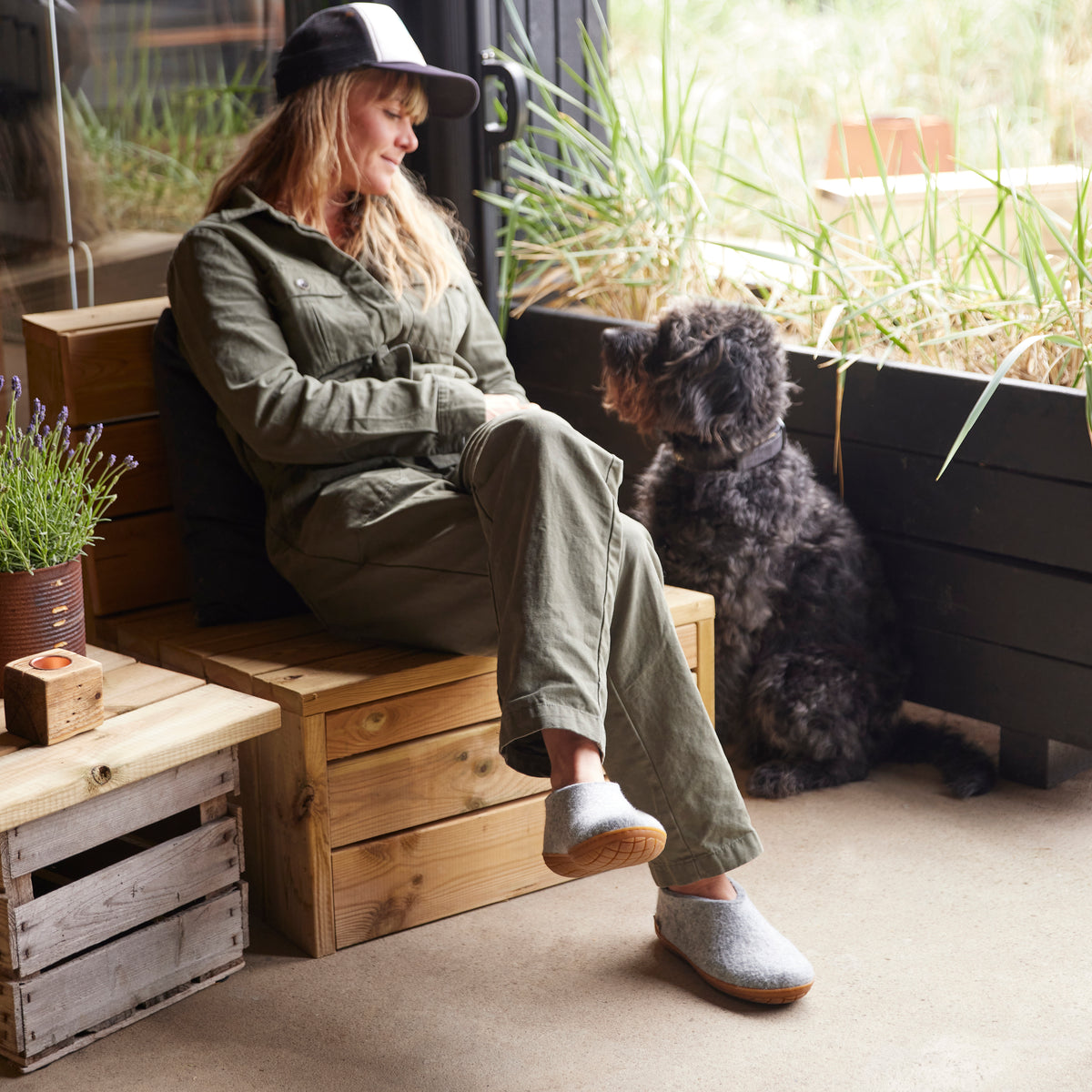 glerups Hausschuhe mit Naturkautschuksohle - honey Hausschuhe mit Naturkautschuk Grau