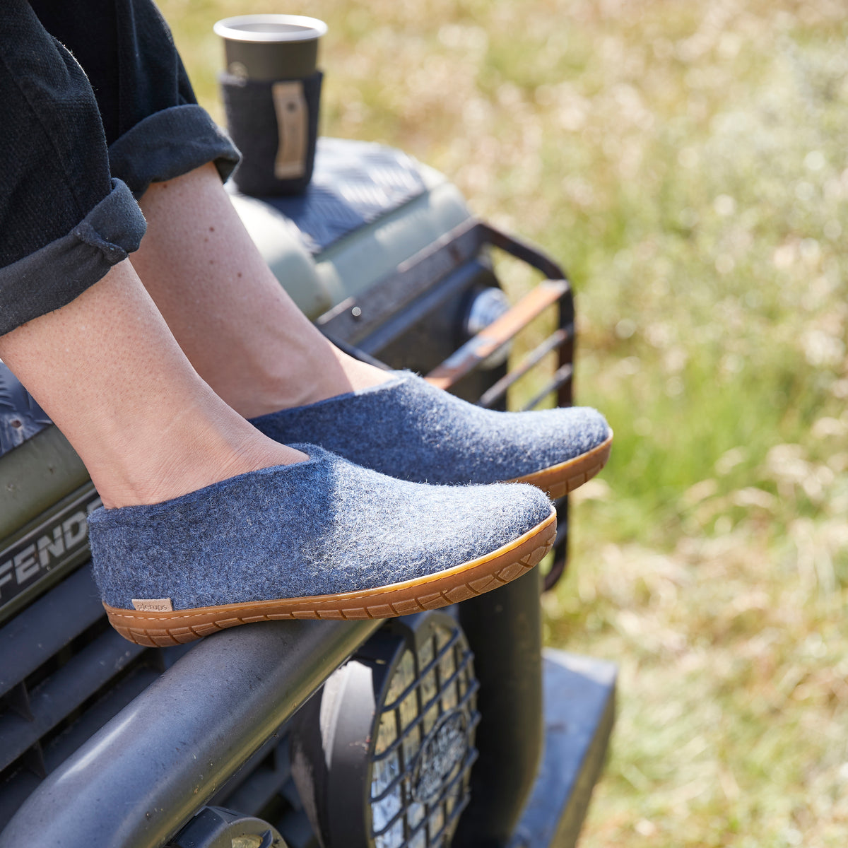 glerups Hausschuhe mit Naturkautschuksohle - honey Hausschuhe mit Naturkautschuk Denim