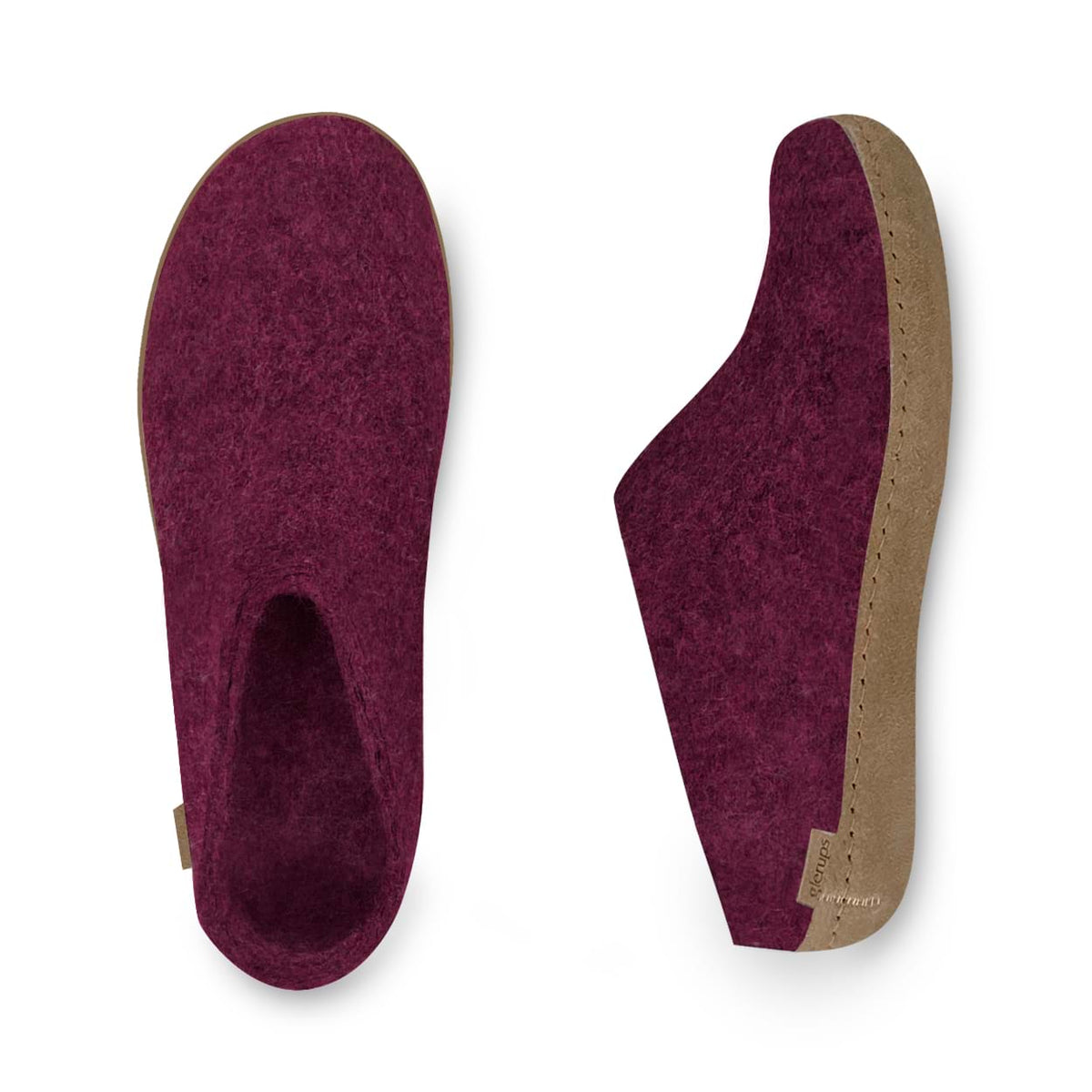 glerups Pantoffel mit Ledersohle Pantoffel mit Ledersohle Cranberry