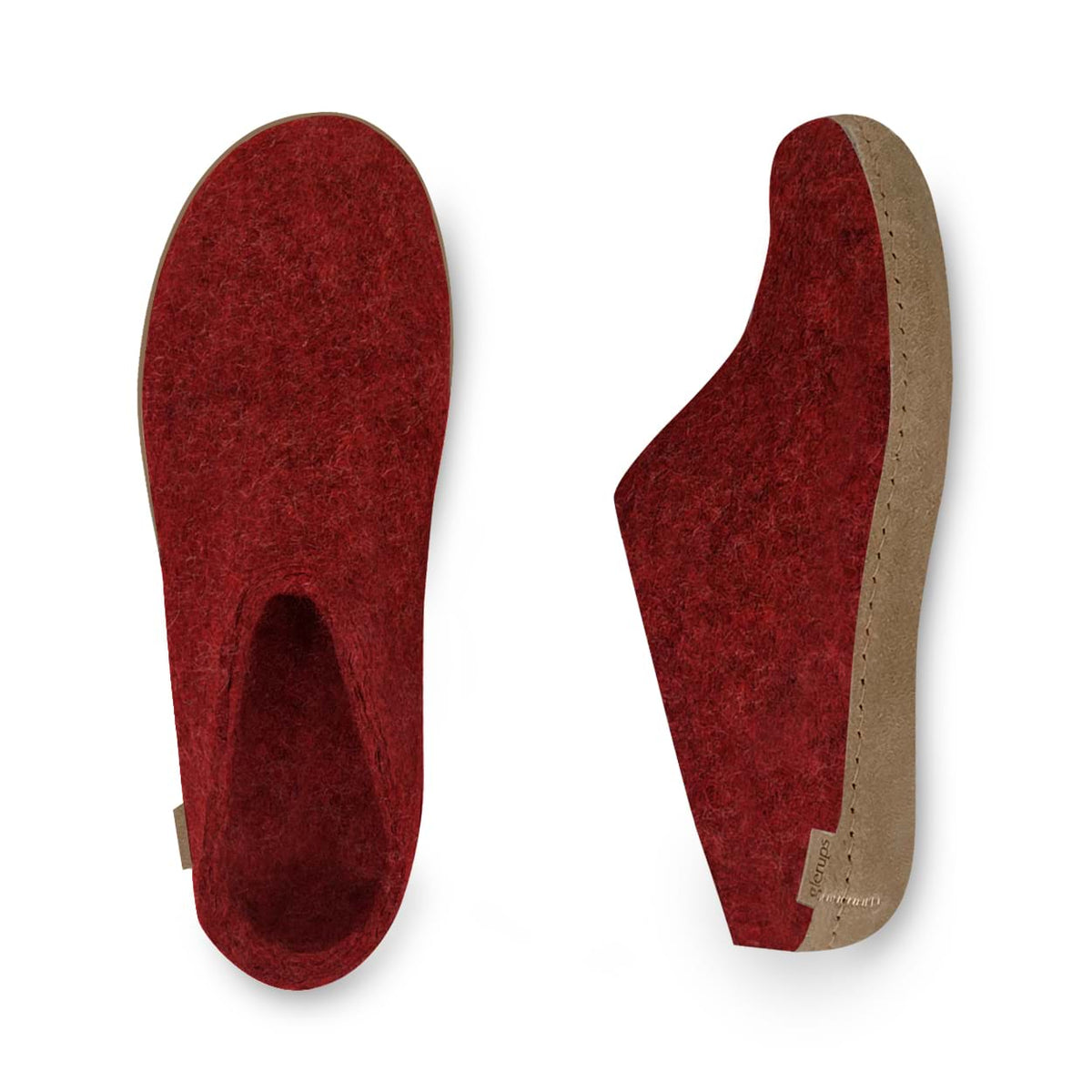 glerups Pantoffel mit Ledersohle Pantoffel mit Ledersohle Rot