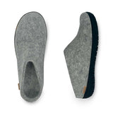 glerups Pantoffel mit Naturkautschuksohle - Schwarz Pantoffel mit Naturkautschuk Grau