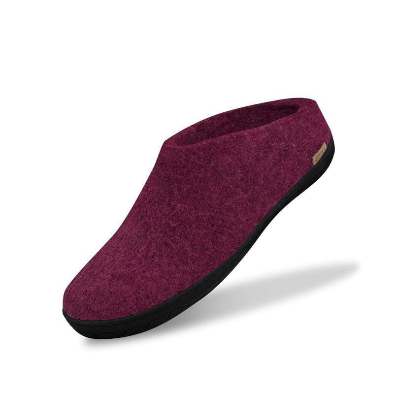 glerups Pantoffel mit Naturkautschuksohle - Schwarz Pantoffel mit Naturkautschuk Cranberry