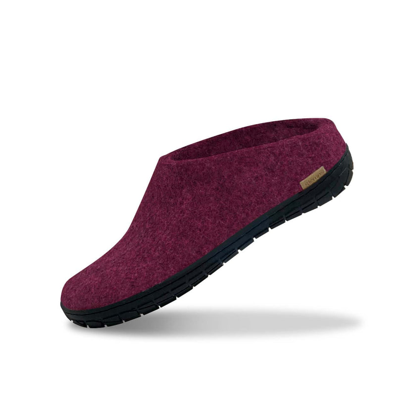 glerups Pantoffel mit Naturkautschuksohle - Schwarz Pantoffel mit Naturkautschuk Cranberry